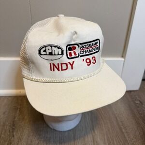 Vintage CPM Roskamps Champion Indy 93 Trucker Hat White Mesh Snapback Adult